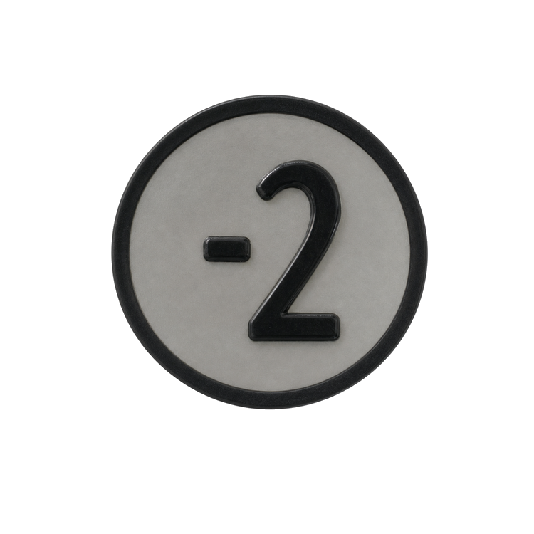 Kone KM801054G072 round gray elevator call button symbol marked minus two