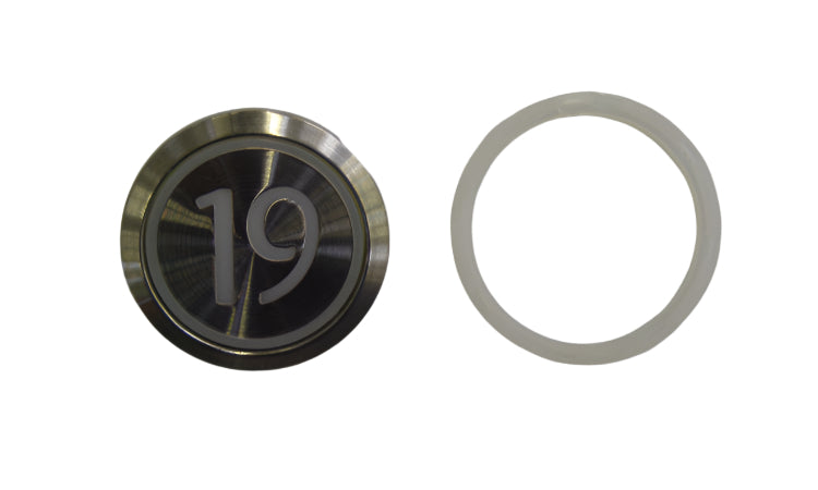 Kone Button 19 Valkoinen, huuhteluväri, punainen LED, läpikuultava kanta KM863050G005H019