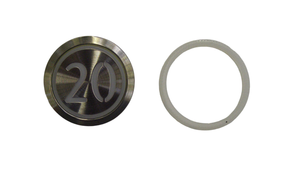 Kone Button 20 Valkoinen, Flush, Punainen valaistus, Läpikuultava Jalusta KM863050G005H020