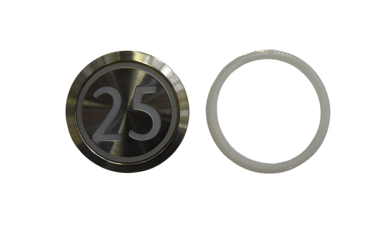 Panel de control empotrado Kone Button 25, blanco, iluminado y rojo, KM863050G005H025