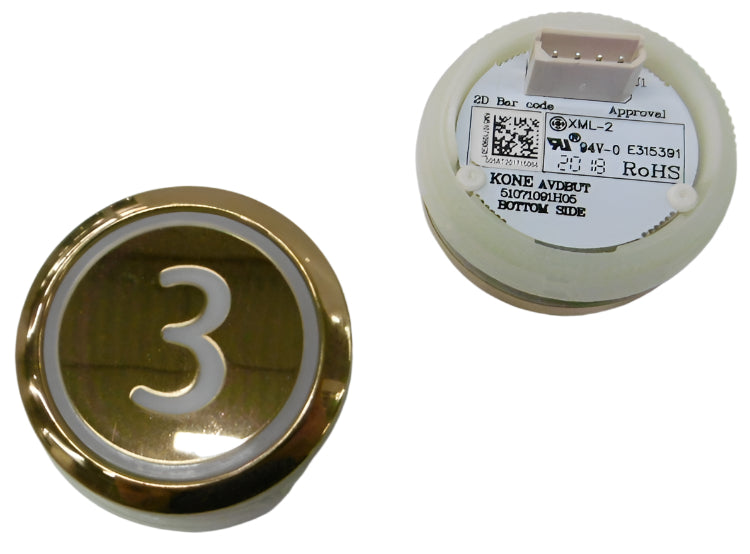 Kone Button 3 White Flush COP Panel KM863050G008H003