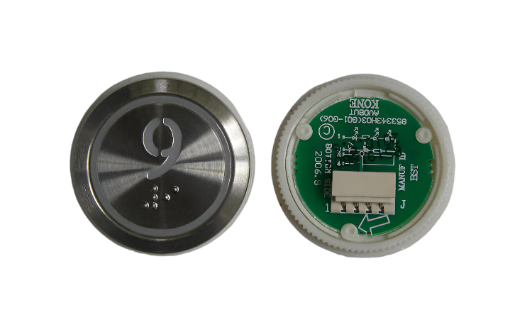 Botón Kone 9 blanco empotrado Braille LED rojo KM863050G069H009