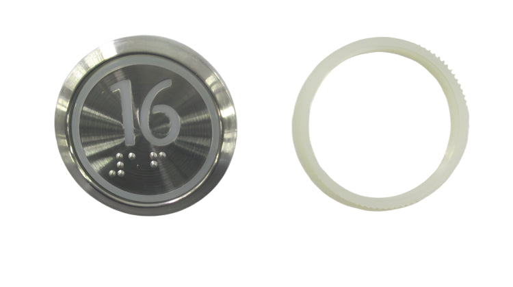 Botón Kone de 16 LED rojos, braille, blanco, empotrado, KDS STD KM863050G069H016