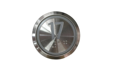 Kone Button 17 White Flush English Braille Red LED KM863050G069H017