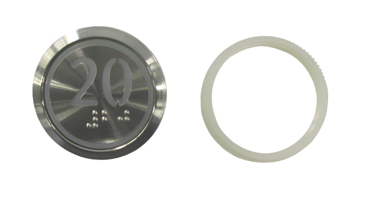 Kone Button 20 Braille Red LED Flush COP Panel KM863050G069H020