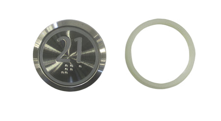 Kone Button 21 Red LED Braille White Flush KDS STD KM863050G069H021