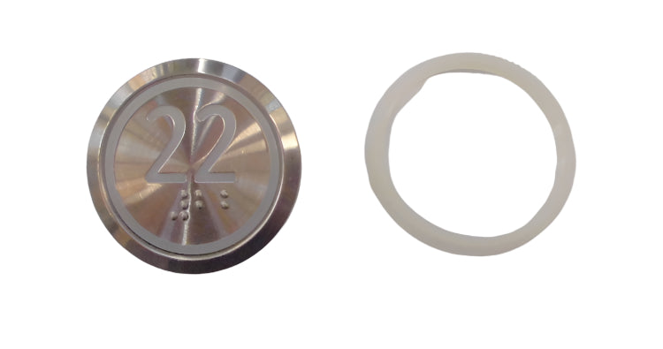 Kone Button 22 Red Illuminated Braille Flush KDS STD KM863050G069H022