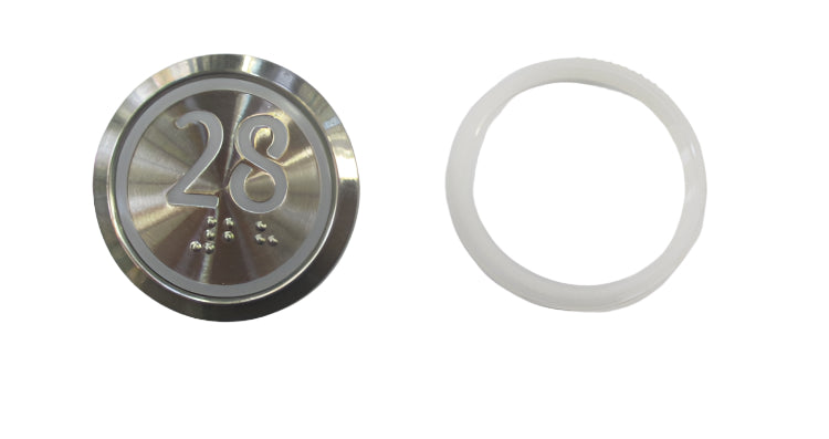 Panel LED rojo Kone Button 28 para montaje en superficie, blanco, empotrado, KM863050G069H028