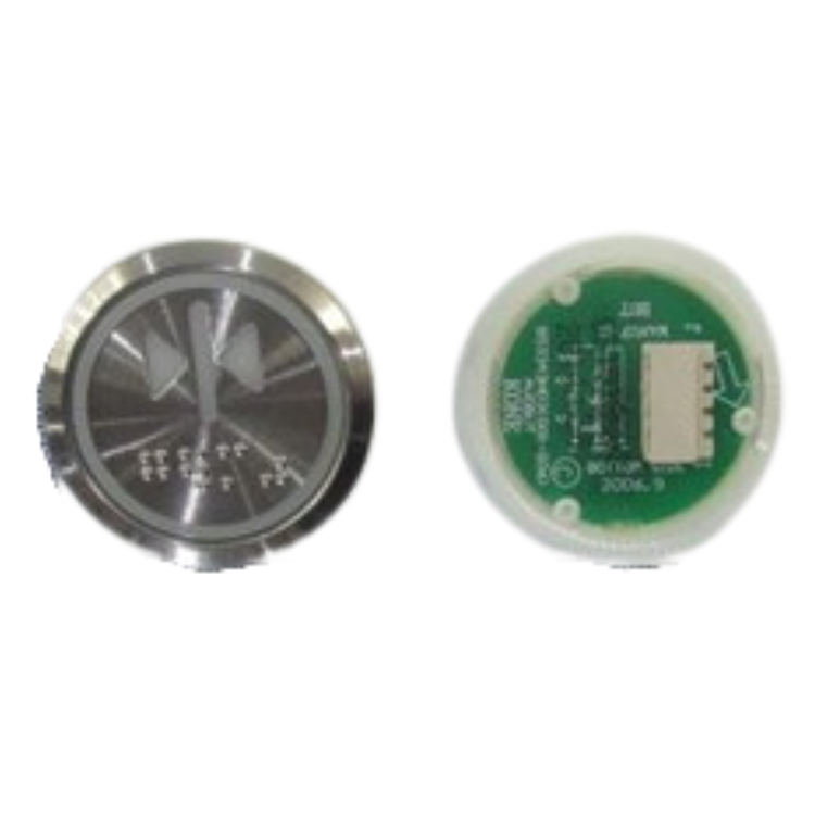 Kone-knapp DCB-symbol Röd belysning Punktskrift Ytmontering Rund KM863050G415H082