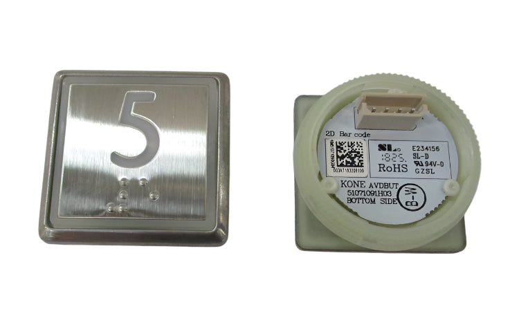 Kone Button 5 White Flush COP Panel KM863051G081H005