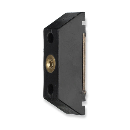 Otis 6940A New York lock contact bridge (shunt), black body with brass threaded insert, on white background.