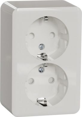 Schneider Exxact WDE015596 Surface Double Socket Outlet Schuko 16A IP21 White