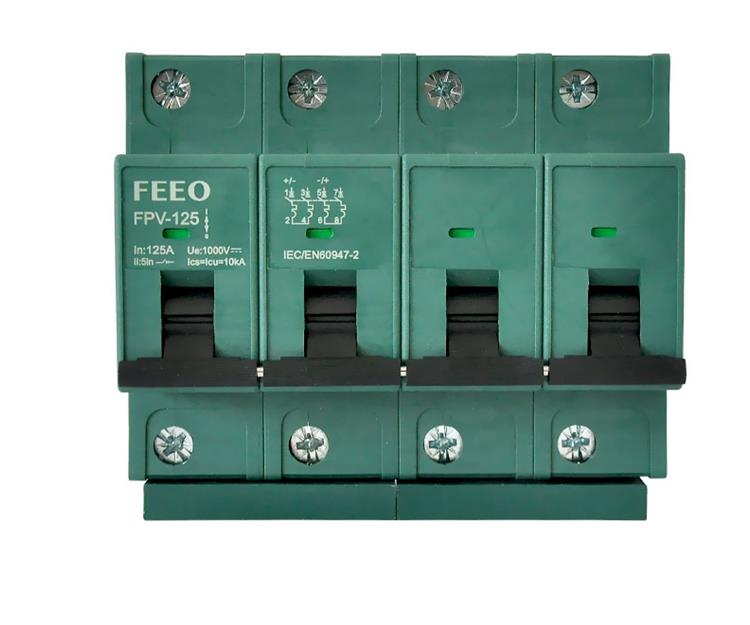 FEEO FPVM-125 4P 1000V DC MCCB (125A, 4-Pole, Moulded Case Circuit Breaker for Solar PV)