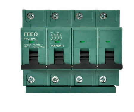 FEEO FPVM-125 4P 1000V DC MCCB (125A, 4-Pole, Moulded Case Circuit Breaker for Solar PV)