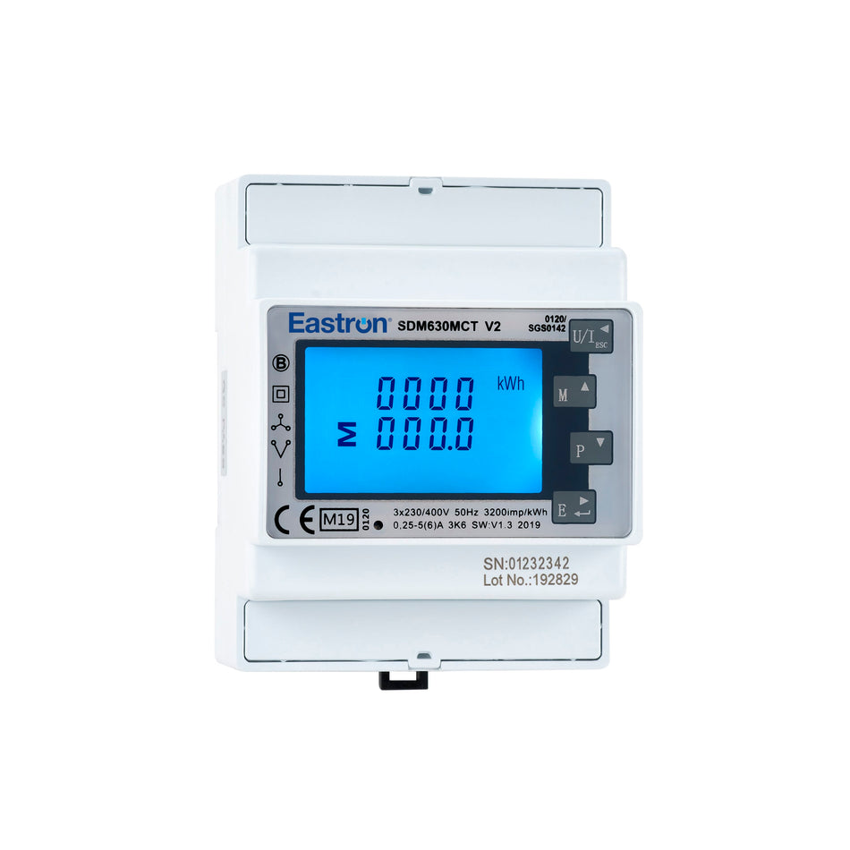 Eastron SDM630MCT — Single/Three Phase DIN Rail Multifunction Energy Meter (CT operated)