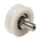 Eccentric door roller 44/38x15 mm with M10 hex-socket stud, angled view on white background.