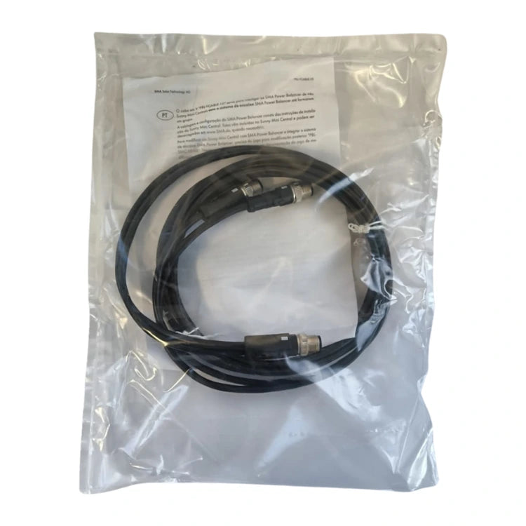 SMA Power Balancer Y-cable 2 x 2 m with round plug connectors in original bag, on white background.