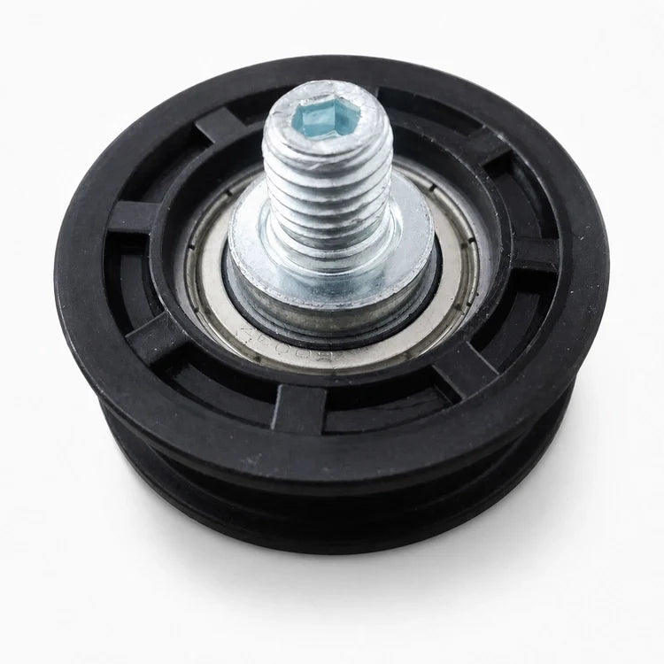 Fermator 50/11 flat door roller 56/50 × 17.5 mm with M12 concentric stud, SKU PFR.0500.00000, shown in a front three-quarter studio view.