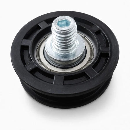 Fermator 50/11 flat door roller 56/50 × 17.5 mm with M12 concentric stud, SKU PFR.0500.00000, shown in a front three-quarter studio view.