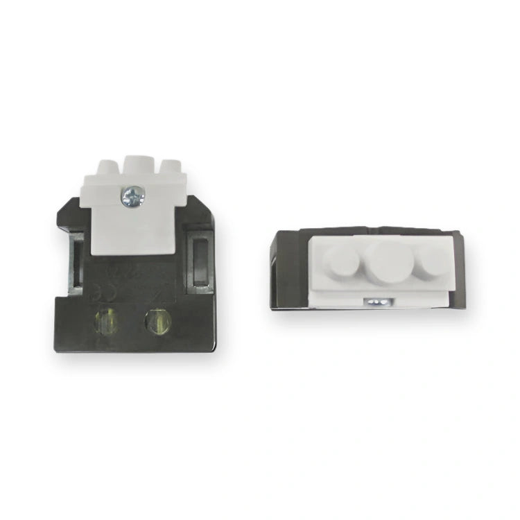 Kronenberg PZ73-B Lock Contact 6A 380VAC OEM, front and side views of black switch with white button caps, on white background.