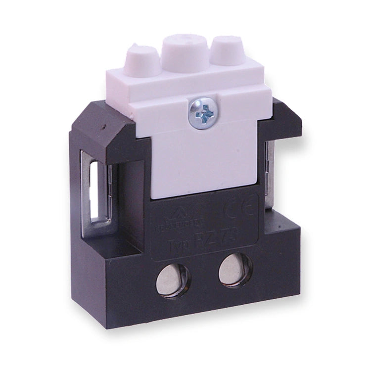Kronenberg PZ73-D lock contact, cover side with fixing screw and type marking, on white background.