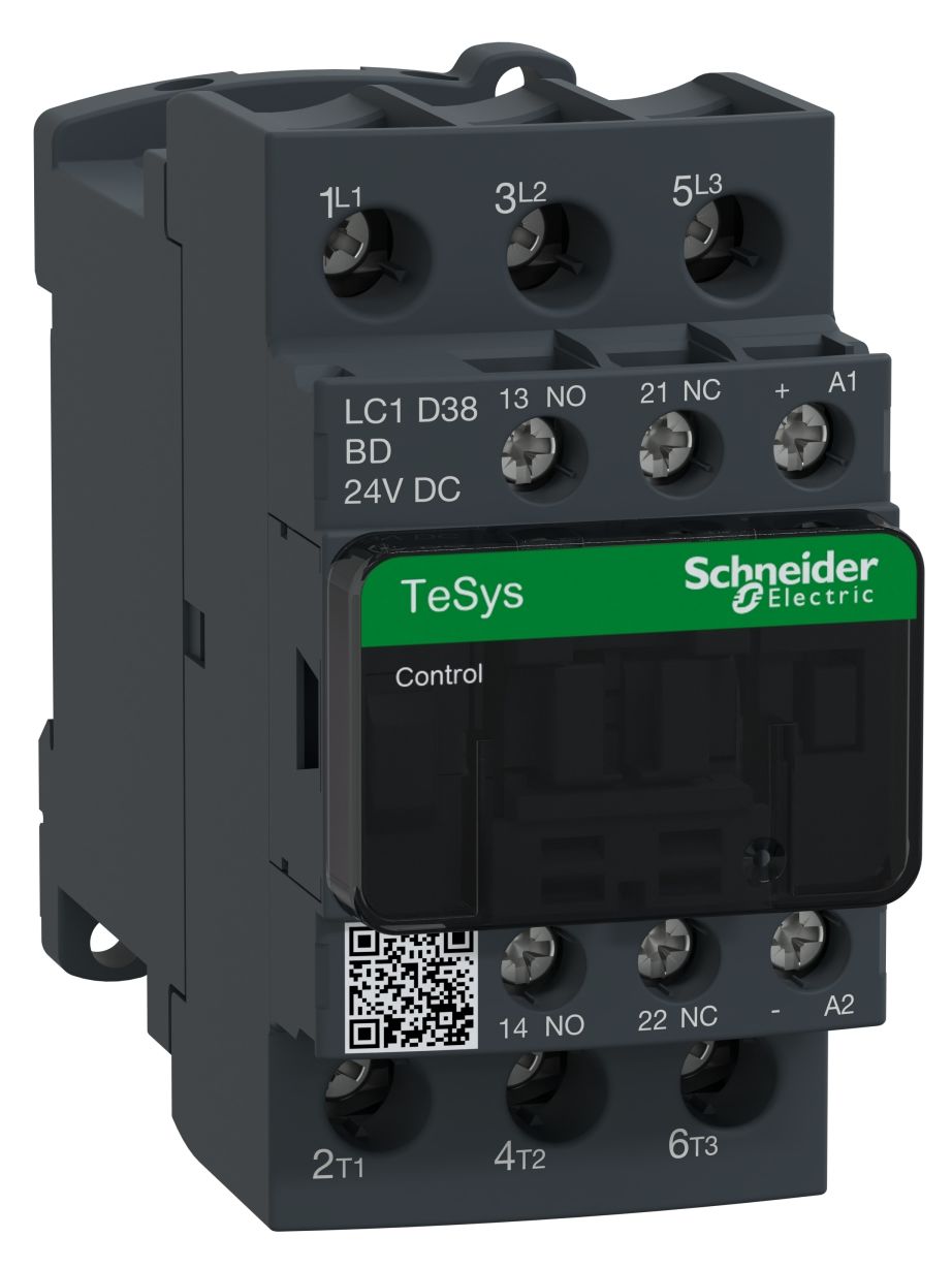 Schneider Contactor 24V DC Coil 38A 3-Pole TeSys D LC1D38BD