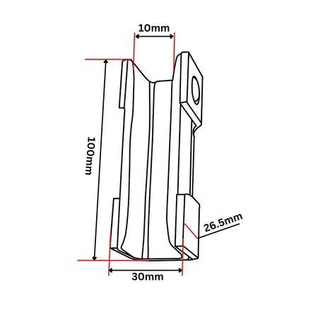 Styrskofoder konkava glidytor 100x26.5x30 10mm