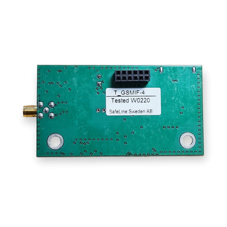 SafeLine T_GSMIF-4 GSM 2G interface board for SL6 and GL6, back side with type label and 12-pin connector, on white background.