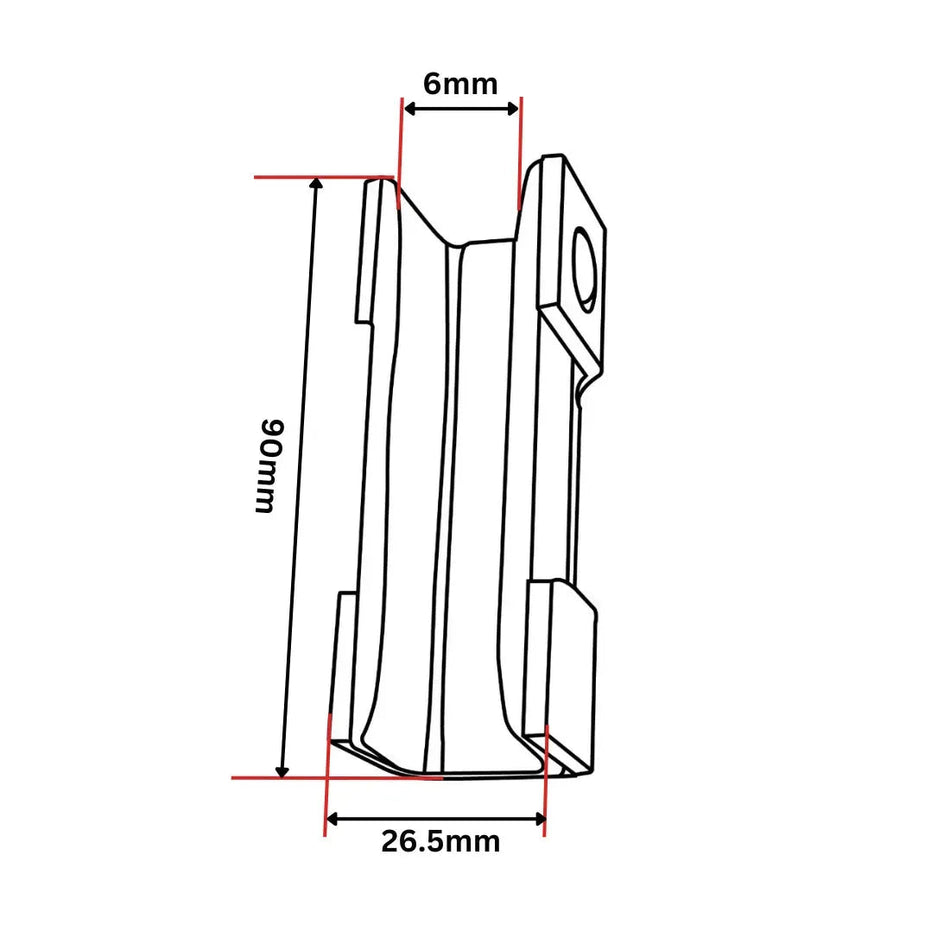 Thyssen Motvikt Guide Shoe Insert T-gejd 90x30x26 5mm 6mm