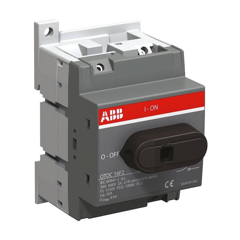 ABB OTDC16F2 2-pole DC PV switch-disconnector, 16A 660Vdc (1SCA121454R1001)