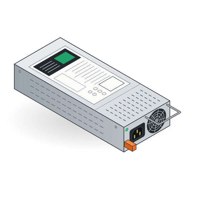 Illustration of a Dell hot-plug server power supply on white background.