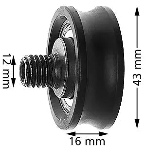 Selcom motrulle 43x16mm med axel M12 excentrisk