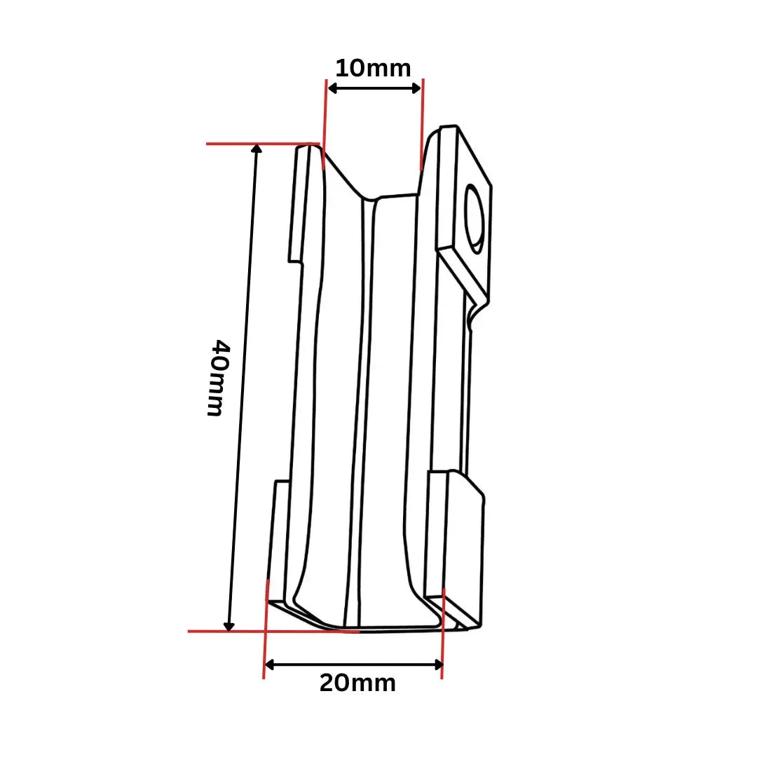Hütter/Hytter VKT Guide Shoe panel+motvikt 9,5x20x40mm