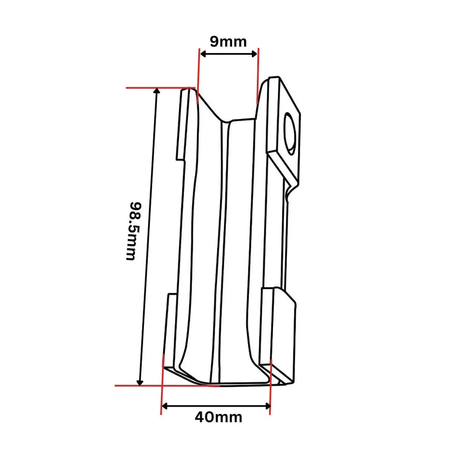 MP St100 Guide Shoe Insert L=100 1 pin backside 16mm